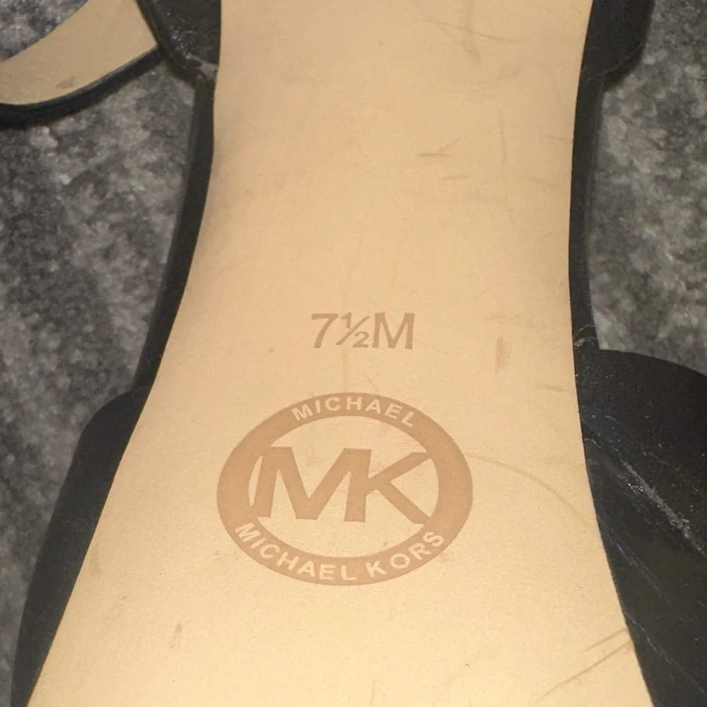 Michael Kors Black Heels with Gold MK Detail - Picture 7 of 7